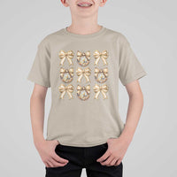 Coquette Happy New Year 2025 Gold Bow T Shirt For Kid