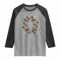 Scottish Celtic Christmas Nollaig Chridheil Raglan Shirt Xmas Wreath - Wonder Print Shop