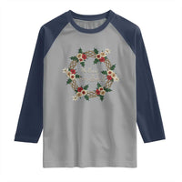 Scottish Celtic Christmas Nollaig Chridheil Raglan Shirt Xmas Wreath - Wonder Print Shop