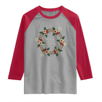 Scottish Celtic Christmas Nollaig Chridheil Raglan Shirt Xmas Wreath - Wonder Print Shop