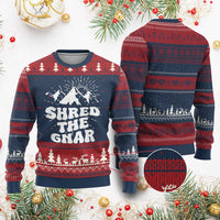 Funny Shred The Gnar Ugly Christmas Sweater Snowboarding Mountain Winter Sport - Wonder Print Shop