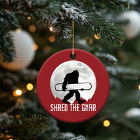 Funny Bigfoot Snowboarding Christmas Ornament Shred The Gnar Moon Snowboard - Wonder Print Shop