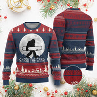 Funny Bigfoot Snowboarding Ugly Christmas Sweater Shred The Gnar Moon Snowboard - Wonder Print Shop