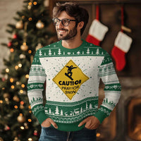 Funny Snowboarding Ugly Christmas Sweater Caution Pray For Snow Snowboard - Wonder Print Shop
