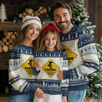Funny Snowboarding Ugly Christmas Sweater Caution Pray For Snow Snowboard - Wonder Print Shop