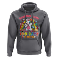 Funny Dabbing Thru 100 Days Of School Hoodie Dabbing Unicorn Rainbow