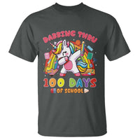 Funny Dabbing Thru 100 Days Of School T Shirt Dabbing Unicorn Rainbow