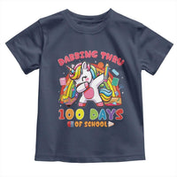 Funny Dabbing Thru 100 Days Of School Toddler T Shirt Dabbing Unicorn Rainbow