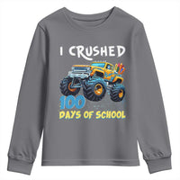 Funny I Crushed 100 Days Of School Youth Sweatshirt Monster Truck 100th Day Of School