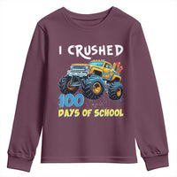 Funny I Crushed 100 Days Of School Youth Sweatshirt Monster Truck 100th Day Of School