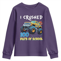 Funny I Crushed 100 Days Of School Youth Sweatshirt Monster Truck 100th Day Of School