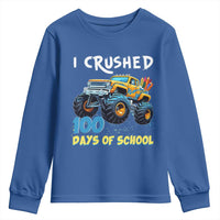 Funny I Crushed 100 Days Of School Youth Sweatshirt Monster Truck 100th Day Of School