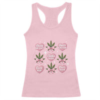 Funny Valentine's Day Weed Cannabis Marijuana Hearts Coquette Racerback Tank Top