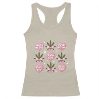 Funny Valentine's Day Weed Cannabis Marijuana Hearts Coquette Racerback Tank Top
