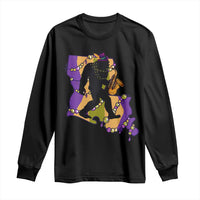 Funny Bigfoot Mardi Gras Louisiana Map Jazz Music Long Sleeve Shirt