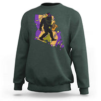 Funny Bigfoot Mardi Gras Louisiana Map Jazz Music Sweatshirt