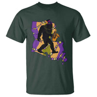 Funny Bigfoot Mardi Gras Louisiana Map Jazz Music T Shirt