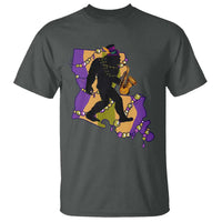 Funny Bigfoot Mardi Gras Louisiana Map Jazz Music T Shirt