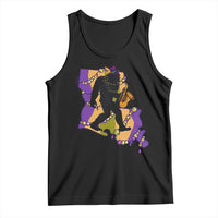 Funny Bigfoot Mardi Gras Louisiana Map Jazz Music Tank Top