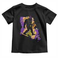 Funny Bigfoot Mardi Gras Louisiana Map Jazz Music Toddler T Shirt