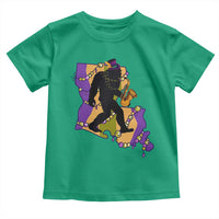 Funny Bigfoot Mardi Gras Louisiana Map Jazz Music Toddler T Shirt