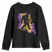 Funny Bigfoot Mardi Gras Louisiana Map Jazz Music Youth Sweatshirt
