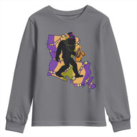 Funny Bigfoot Mardi Gras Louisiana Map Jazz Music Youth Sweatshirt
