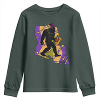 Funny Bigfoot Mardi Gras Louisiana Map Jazz Music Youth Sweatshirt