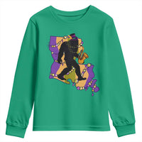 Funny Bigfoot Mardi Gras Louisiana Map Jazz Music Youth Sweatshirt