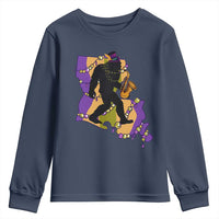 Funny Bigfoot Mardi Gras Louisiana Map Jazz Music Youth Sweatshirt