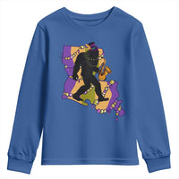 Funny Bigfoot Mardi Gras Louisiana Map Jazz Music Youth Sweatshirt