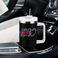 Rare Disease Awareness Tumbler With Handle I Love Someone Rare Zebra Ribbon