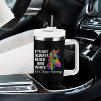 Rare Disease Awareness Tumbler With Handle It Is Not Always Black And White Colorful Zebra