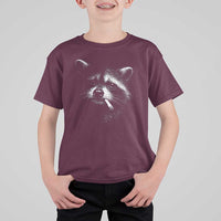 Funny Raccoon Smoking Cigarette Meme T Shirt For Kid Trash Panda Face Y2K Graphic