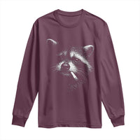 Funny Raccoon Smoking Cigarette Meme Long Sleeve Shirt Trash Panda Face Y2K Graphic