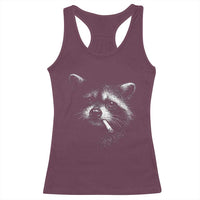 Funny Raccoon Smoking Cigarette Meme Racerback Tank Top Trash Panda Face Y2K Graphic