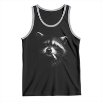 Funny Raccoon Smoking Cigarette Meme Tank Top Trash Panda Face Y2K Graphic
