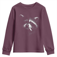 Funny Raccoon Smoking Cigarette Meme Youth Sweatshirt Trash Panda Face Y2K Graphic