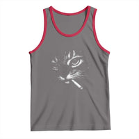 Funny Cat Smoking Cigarette Meme Tank Top Cat Face Y2K Graphic