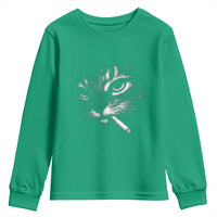 Funny Cat Smoking Cigarette Meme Youth Sweatshirt Cat Face Y2K Graphic