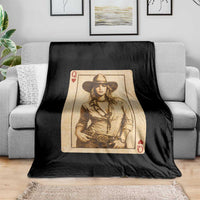 Funny Western Valentine Cowgirl Queen of Hearts Card Throw Blanket