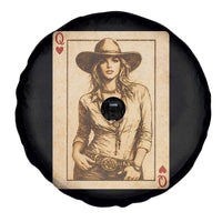 Funny Western Valentine Cowgirl Queen of Hearts Card Spare Tire Cover
