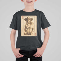 Funny Western Valentine Cowgirl Queen of Hearts Card T Shirt For Kid