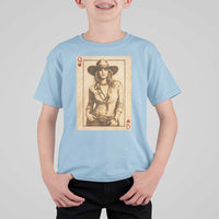 Funny Western Valentine Cowgirl Queen of Hearts Card T Shirt For Kid