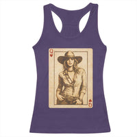 Funny Western Valentine Cowgirl Queen of Hearts Card Racerback Tank Top