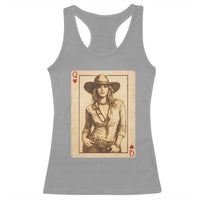 Funny Western Valentine Cowgirl Queen of Hearts Card Racerback Tank Top
