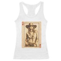 Funny Western Valentine Cowgirl Queen of Hearts Card Racerback Tank Top