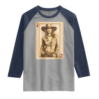 Funny Western Valentine Cowgirl Queen of Hearts Card Raglan Shirt