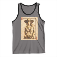 Funny Western Valentine Cowgirl Queen of Hearts Card Tank Top