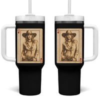 Funny Western Valentine Cowgirl Queen of Hearts Card Tumbler With Handle